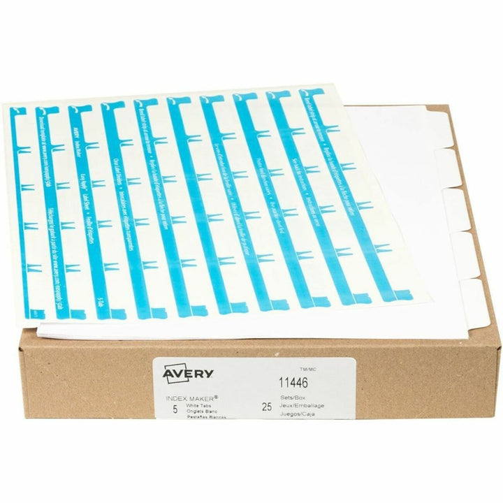 Image of Avery® Print and Apply Index Maker Clear Label Dividers, 5-Tab, White Tabs, 11 x 8.5, White, 25 Sets