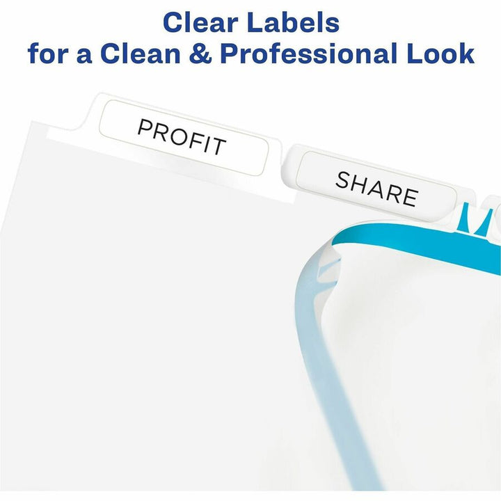 Image of Avery® Print and Apply Index Maker Clear Label Dividers, 5-Tab, White Tabs, 11 x 8.5, White, 25 Sets