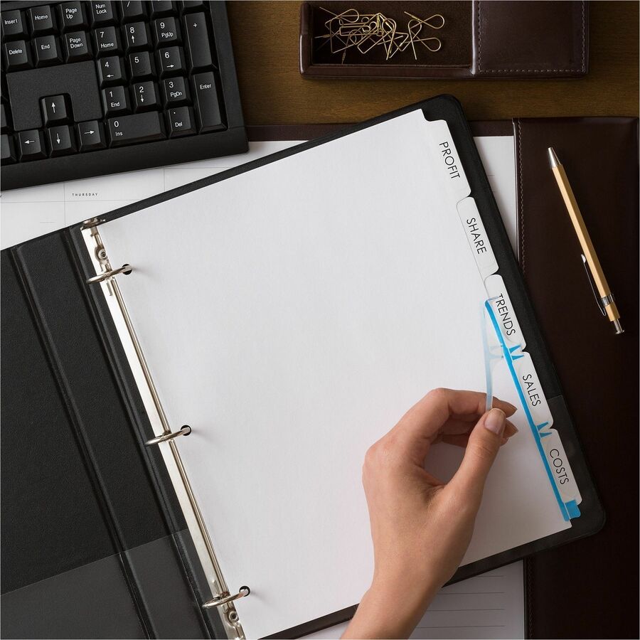 Image of Avery® Print and Apply Index Maker Clear Label Dividers, 5-Tab, White Tabs, 11 x 8.5, White, 25 Sets