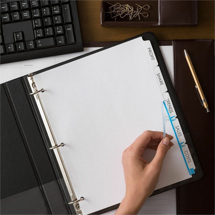 Image of Avery® Print and Apply Index Maker Clear Label Dividers, 5-Tab, White Tabs, 11 x 8.5, White, 25 Sets