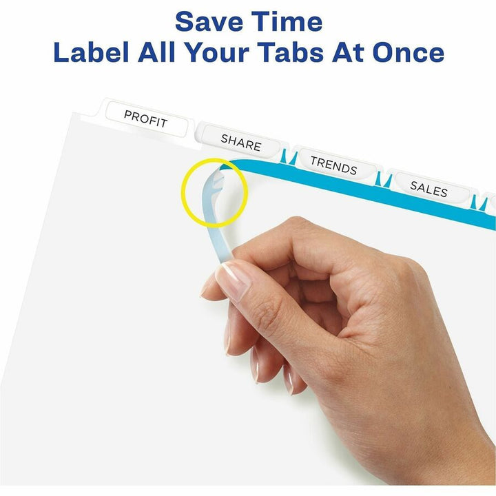 Image of Avery® Print and Apply Index Maker Clear Label Dividers, 5-Tab, White Tabs, 11 x 8.5, White, 25 Sets