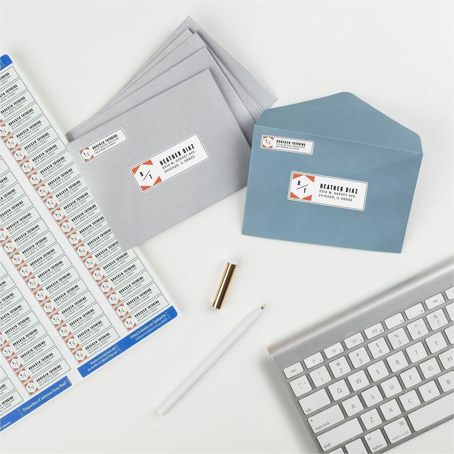 Image of Avery® Easy Peel White Address Labels W/ Sure Feed Technology, Inkjet Printers, 0.5 X 1.75, White, 80/sheet, 25 Sheets/pack