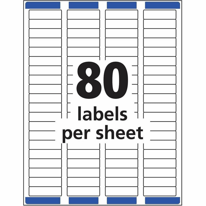 Image of Avery® Easy Peel White Address Labels W/ Sure Feed Technology, Inkjet Printers, 0.5 X 1.75, White, 80/sheet, 25 Sheets/pack