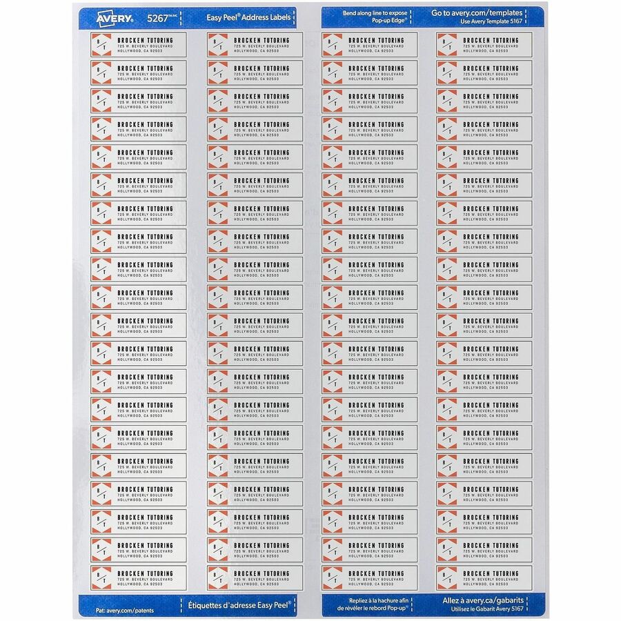 Image of Avery® Easy Peel White Address Labels W/ Sure Feed Technology, Inkjet Printers, 0.5 X 1.75, White, 80/sheet, 25 Sheets/pack