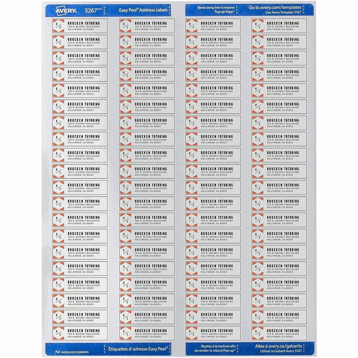 Image of Avery® Easy Peel White Address Labels W/ Sure Feed Technology, Inkjet Printers, 0.5 X 1.75, White, 80/sheet, 25 Sheets/pack