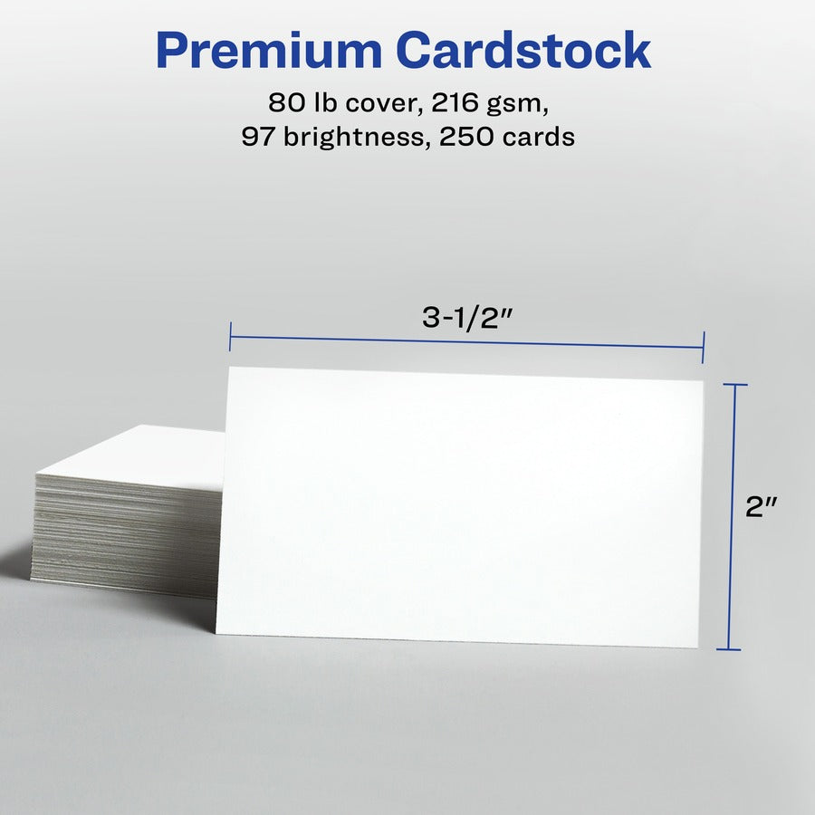 Image of Avery® Printable Microperforated Business Cards w/Sure Feed Technology, Inkjet, 2 x 3.5, White, 250 Cards, 10/Sheet, 25 Sheets/Pack