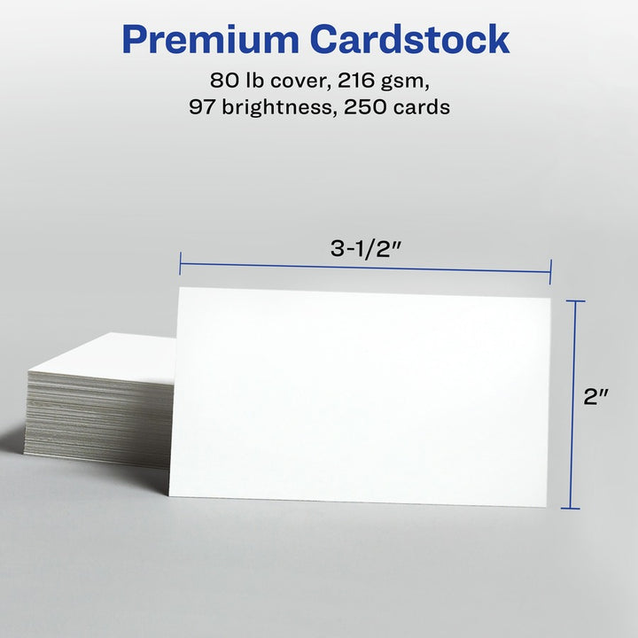 Image of Avery® Printable Microperforated Business Cards w/Sure Feed Technology, Inkjet, 2 x 3.5, White, 250 Cards, 10/Sheet, 25 Sheets/Pack