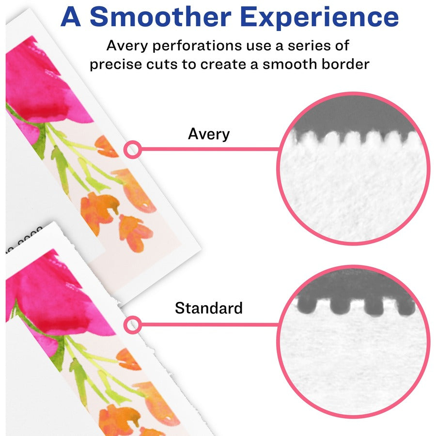 Image of Avery® Printable Microperforated Business Cards w/Sure Feed Technology, Inkjet, 2 x 3.5, White, 250 Cards, 10/Sheet, 25 Sheets/Pack