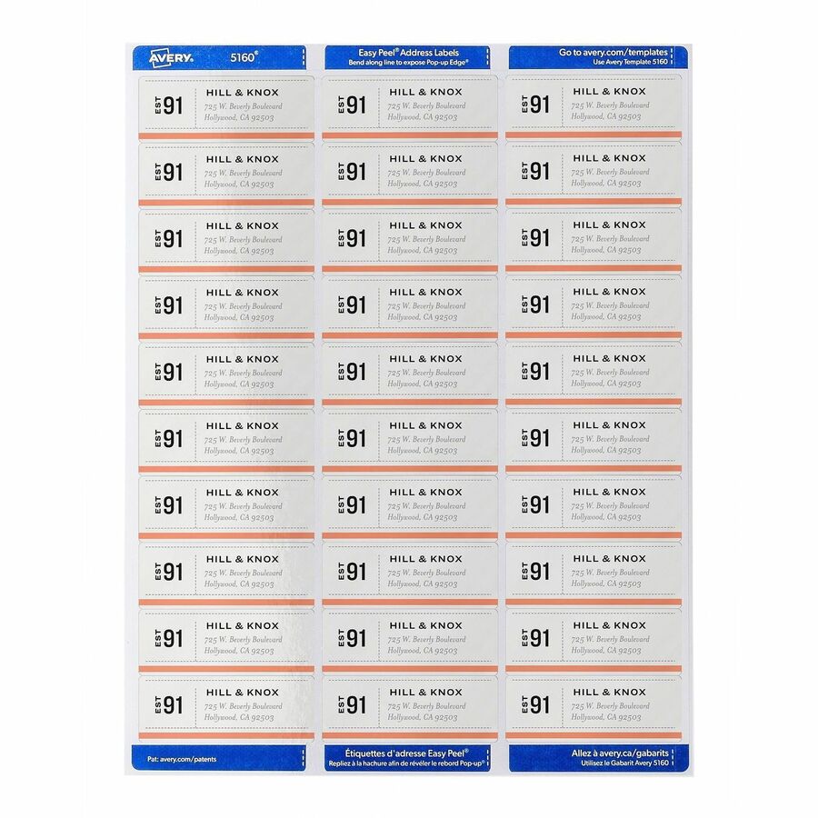 Image of Avery® Easy Peel White Address Labels With Sure Feed Technology, Inkjet Printers, 1 X 2.63, White, 30/sheet, 10 Sheets/pack