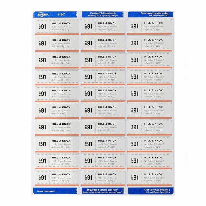 Image of Avery® Easy Peel White Address Labels With Sure Feed Technology, Inkjet Printers, 1 X 2.63, White, 30/sheet, 10 Sheets/pack