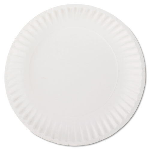 Image of AJM Packaging Corporation 10100 White Paper Plates, 9" Dia, 100/pack, 10 Packs/carton