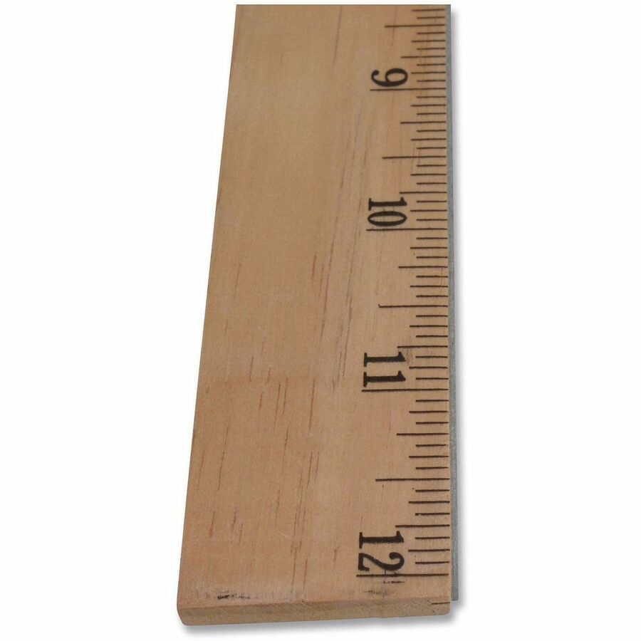 Image of Westcott® Wood Ruler, Metric And 1/16" Scale With Single Metal Edge, 12"/30 Cm Long