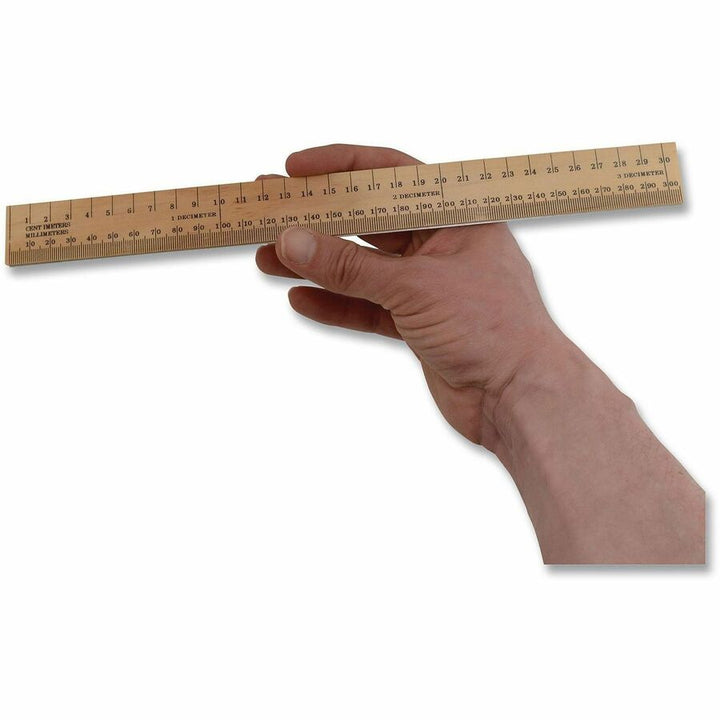 Image of Westcott® Wood Ruler, Metric And 1/16" Scale With Single Metal Edge, 12"/30 Cm Long