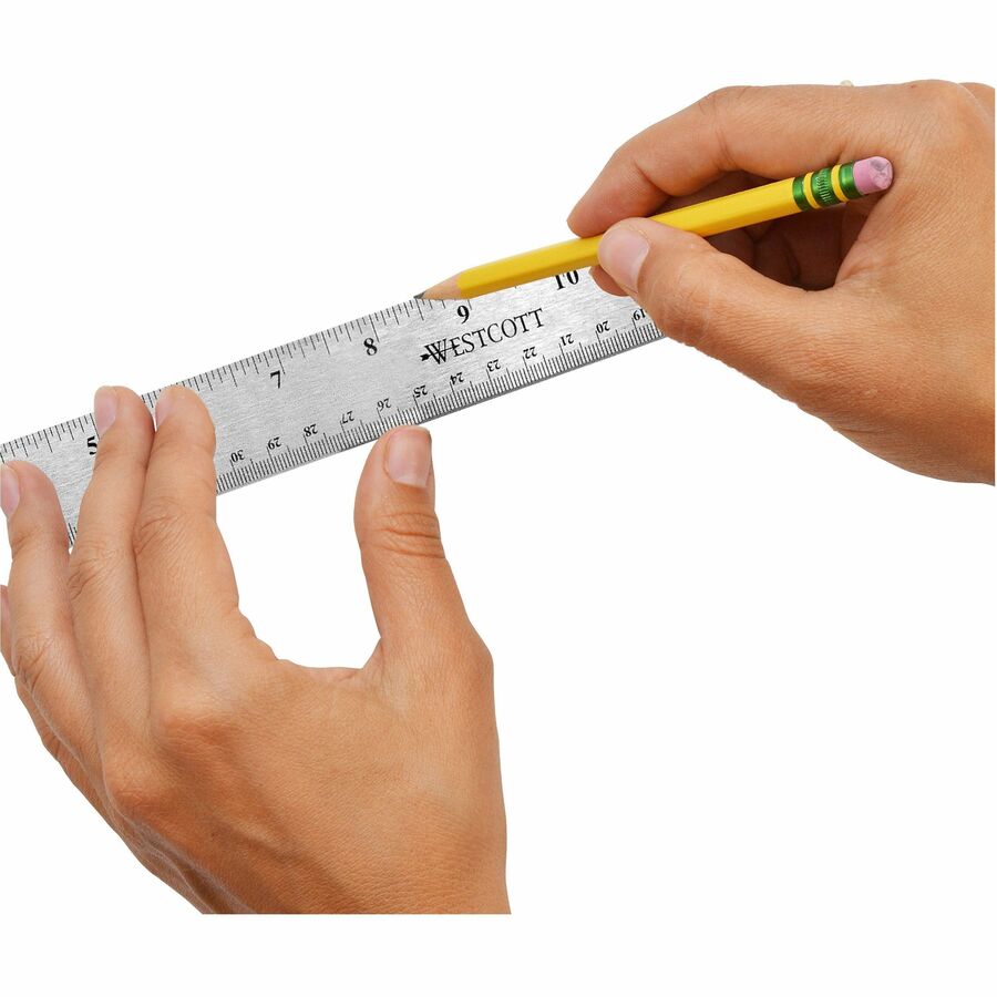 Image of Westcott® Stainless Steel Office Ruler With Non Slip Cork Base, Standard/metric, 18" Long