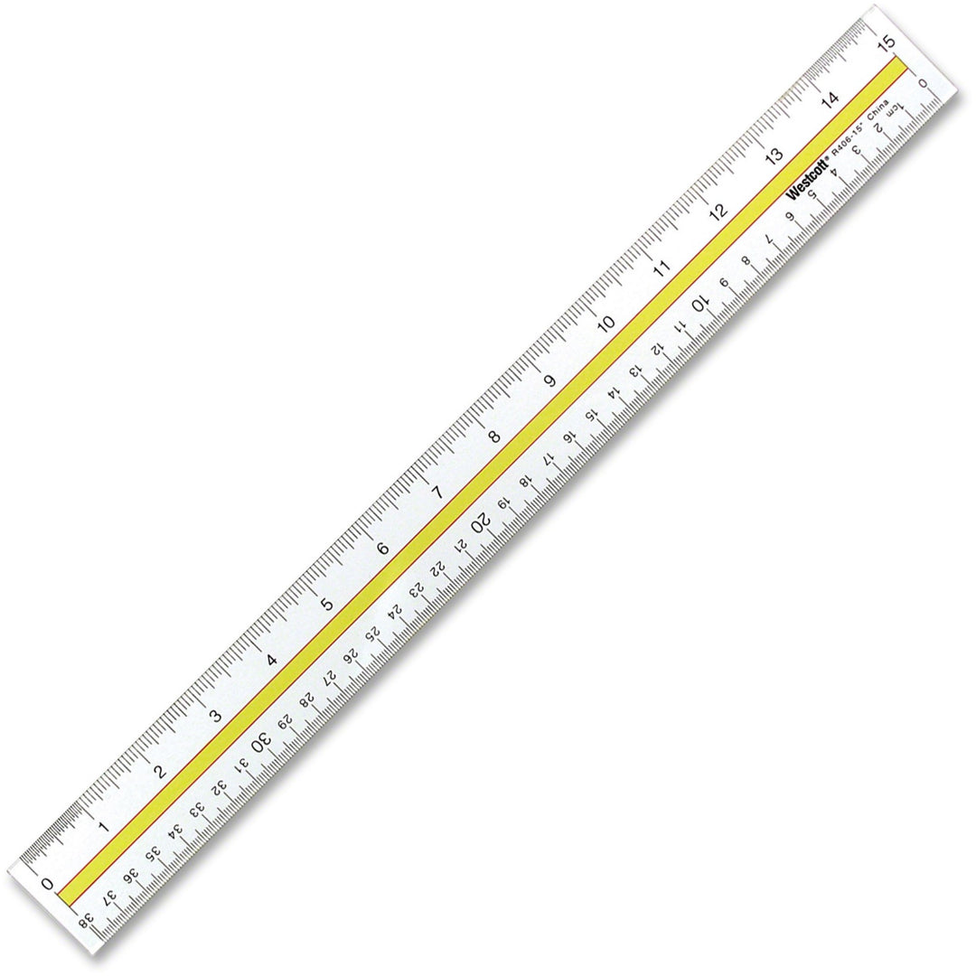 Image of Westcott® Acrylic Data Highlight Reading Ruler With Tinted Guide, 15" Long, Clear/yellow