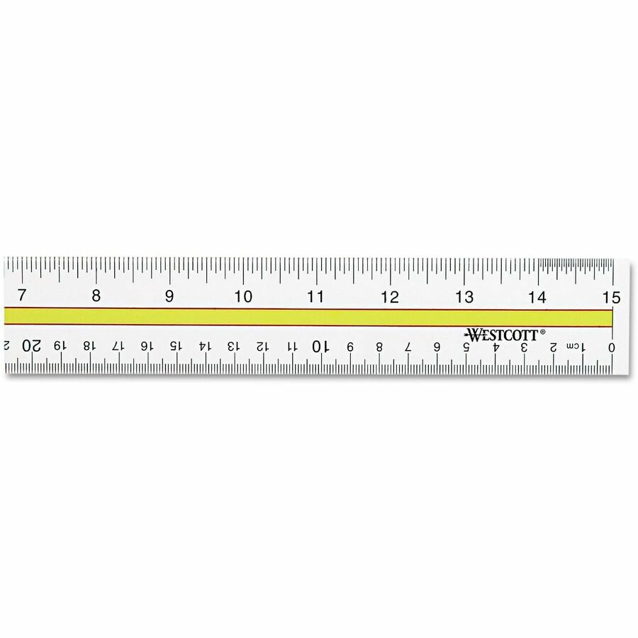 Image of Westcott® Acrylic Data Highlight Reading Ruler With Tinted Guide, 15" Long, Clear/yellow