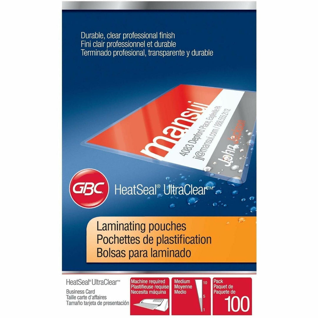 Image of GBC® Laminating Pouches,Bus Card,7mil,3-11/16"x2-3/16",100/BX,CL
