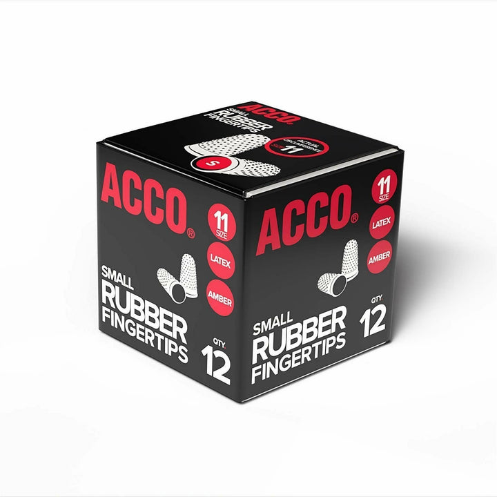 Image of ACCO S7054031 Rubber Finger Tips, #11 with 0.56" Diameter, Small Size, Rubber, Amber, 12 / Box