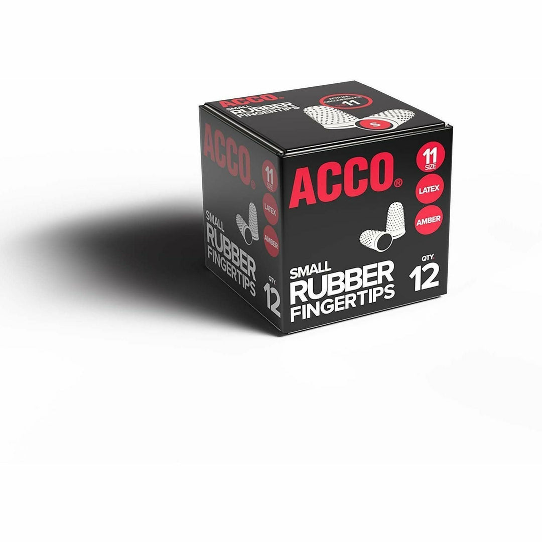Image of ACCO S7054031 Rubber Finger Tips, #11 with 0.56" Diameter, Small Size, Rubber, Amber, 12 / Box