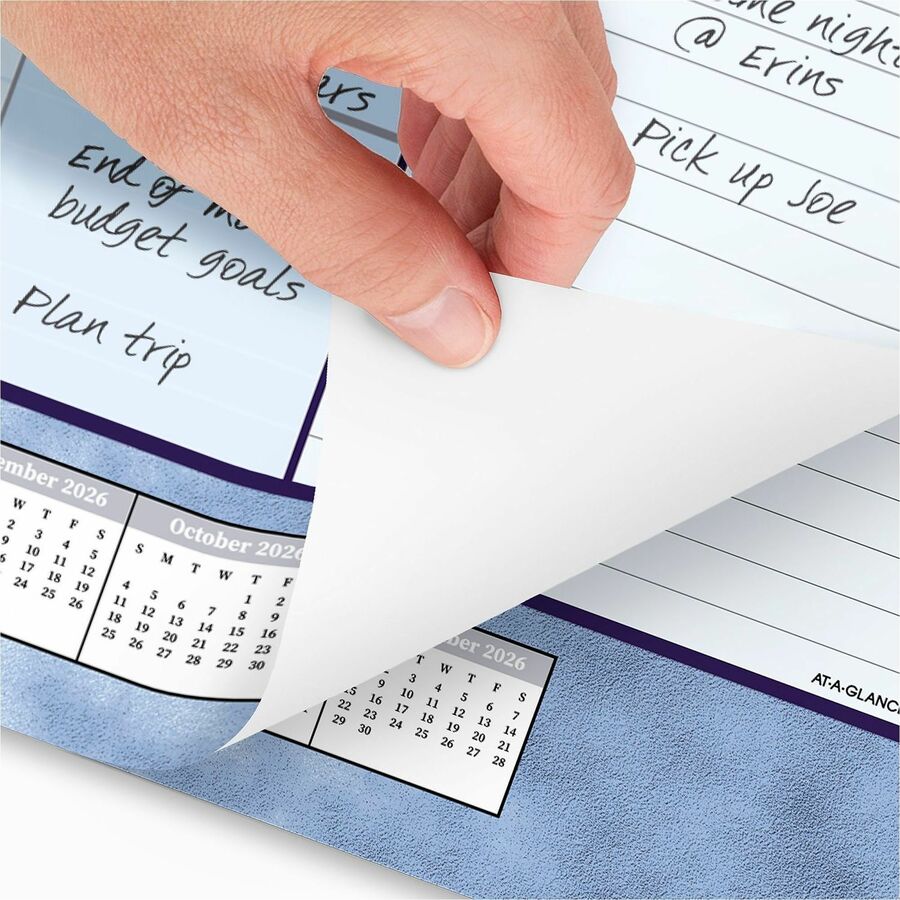 Image of AT-A-GLANCE® Slate Blue Desk Pad, 22 x 17, Blue Sheets, Clear Corners, 12-Month (Jan to Dec): 2025
