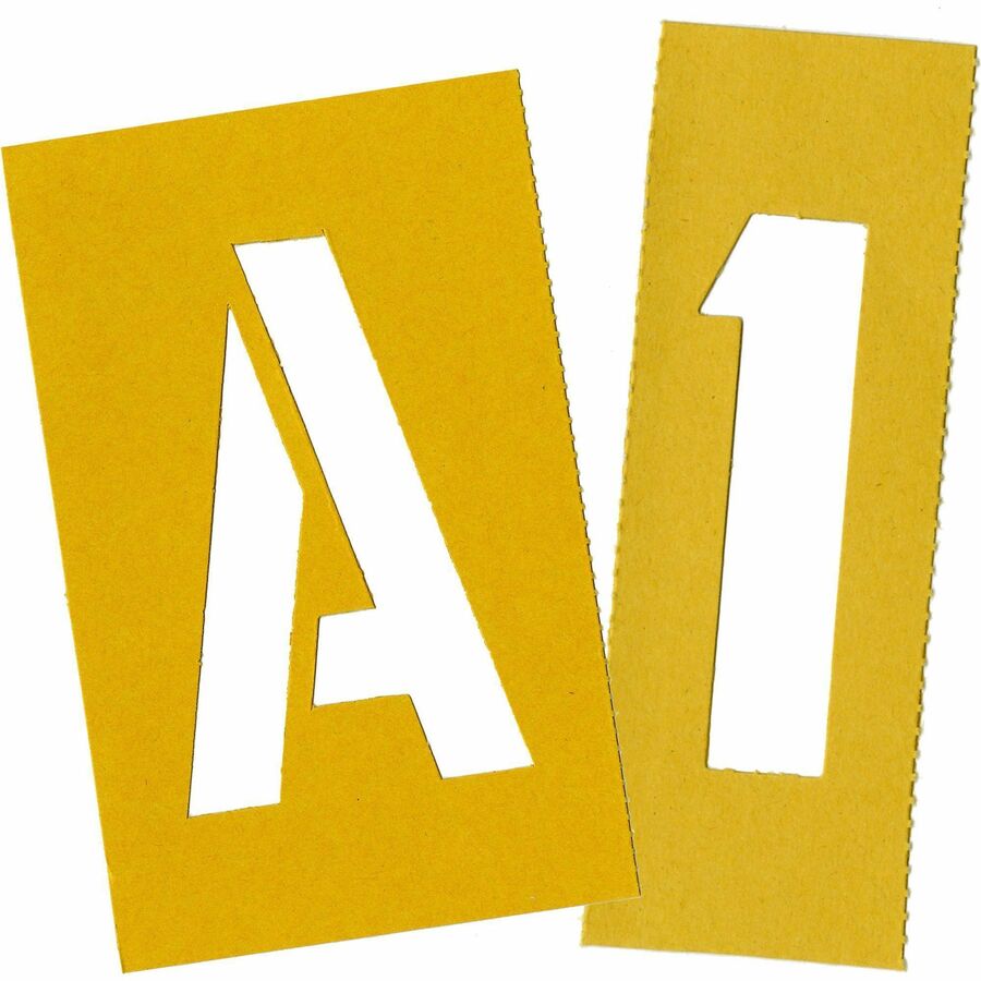 Image of Chartpak 01565 Painting Letters/Numbers Stencils, 4", Gothic, Yellow, 1 Set