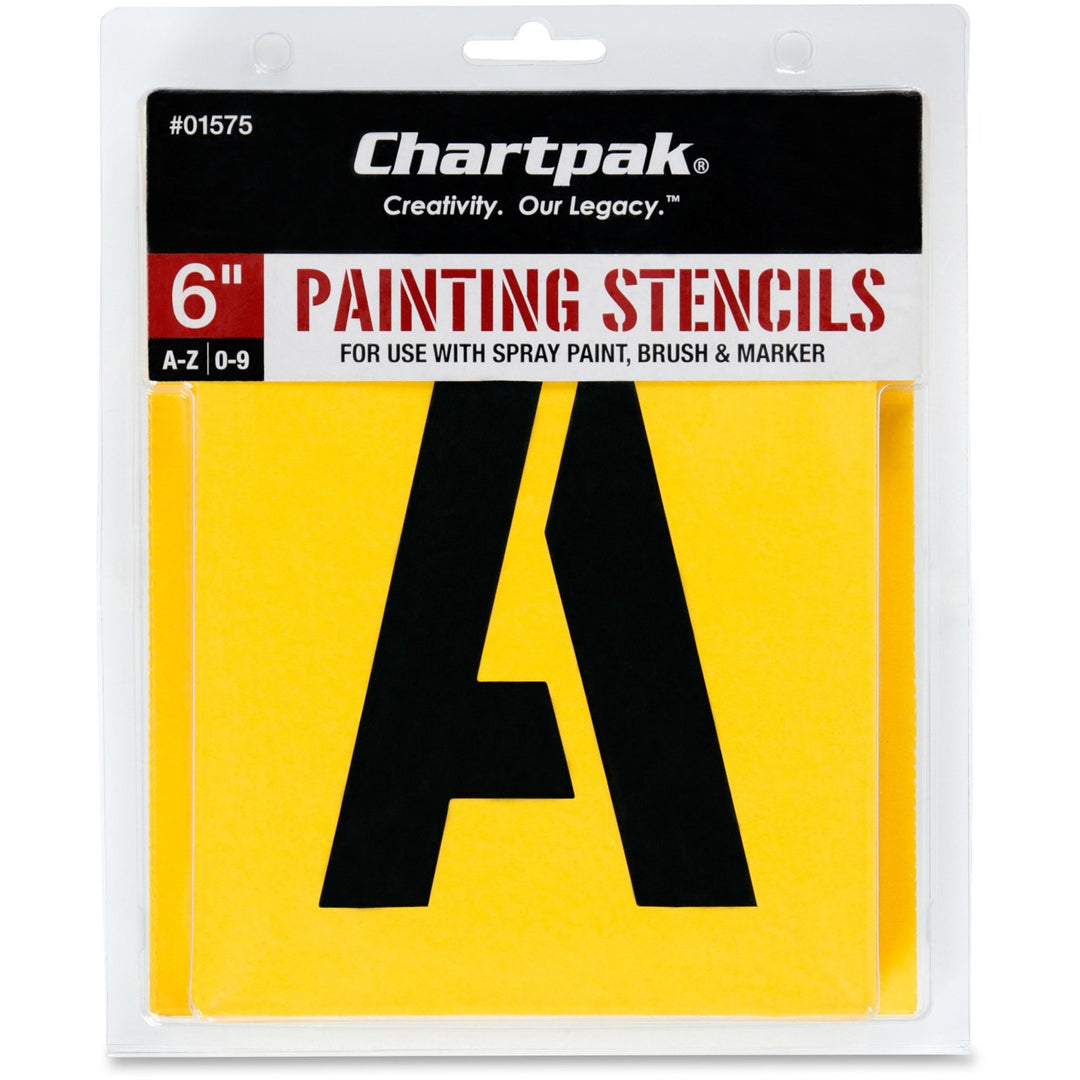 Image of Chartpak 01575 Painting Letters/Numbers Stencils, 6", Gothic, Yellow, 1 Set