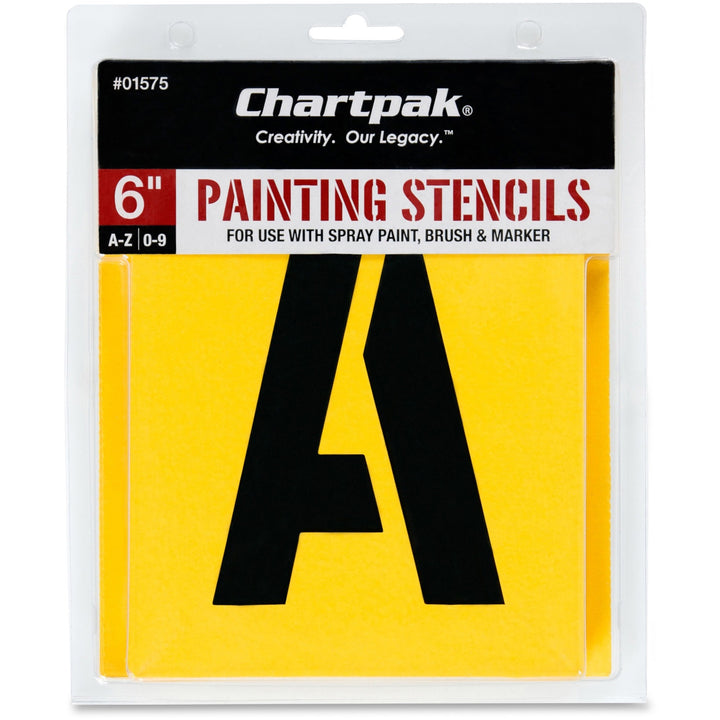 Image of Chartpak 01575 Painting Letters/Numbers Stencils, 6", Gothic, Yellow, 1 Set