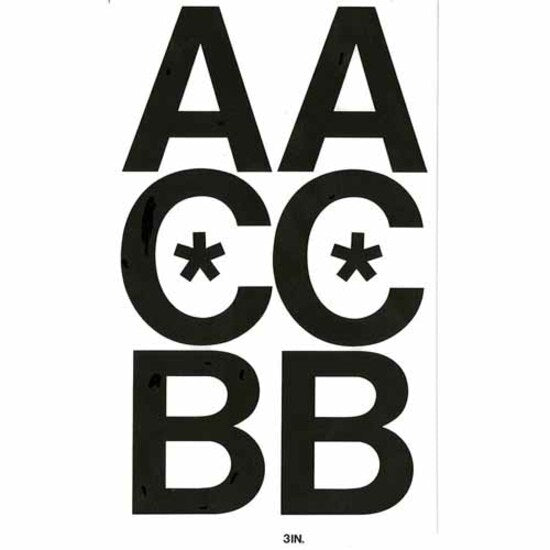 Image of Chartpak® Press-On Vinyl Self-Adhesive Uppercase Letters, 3" Tall, Black Characters, 50/Pack