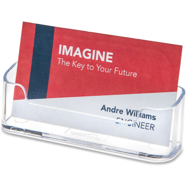 Image of deflecto® Horizontal Business Card Holder, Holds 50 Cards, 3.88 X 1.38 X 1.81, Plastic, Clear