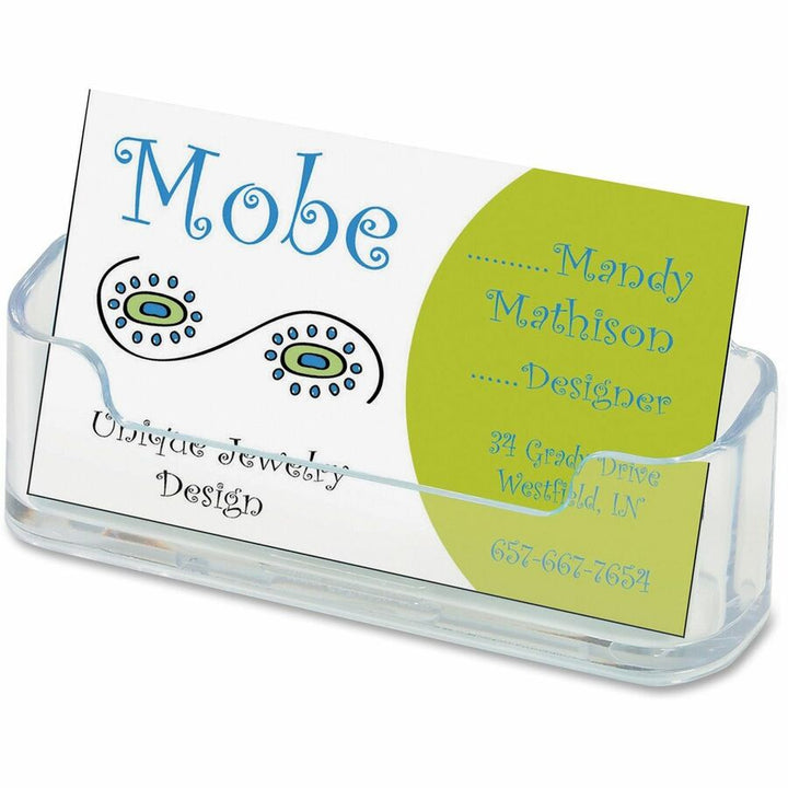 Image of deflecto® Horizontal Business Card Holder, Holds 50 Cards, 3.88 X 1.38 X 1.81, Plastic, Clear