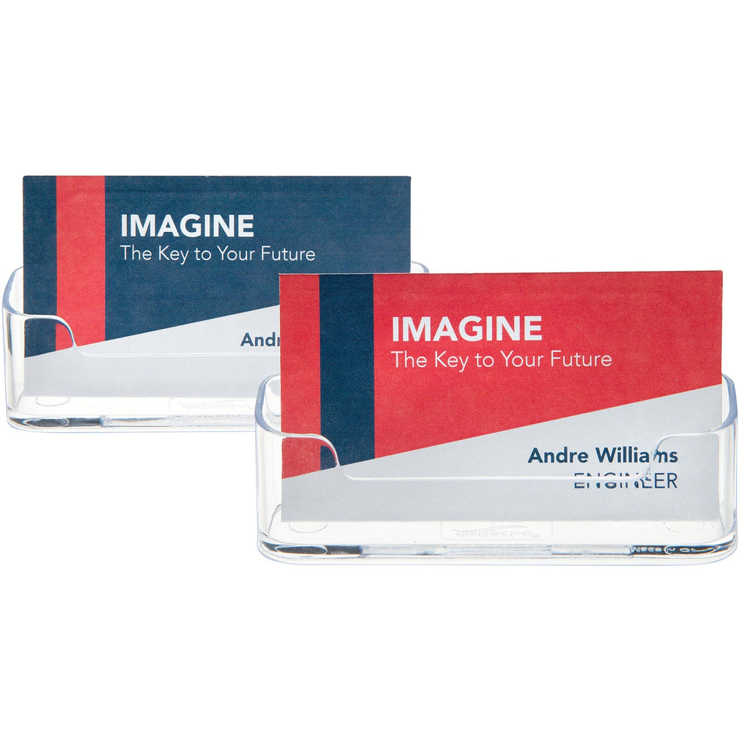 Image of deflecto® Desktop Business Card Holder,3-3/4"x1-7/8"x1-1/2",2/PK,CL