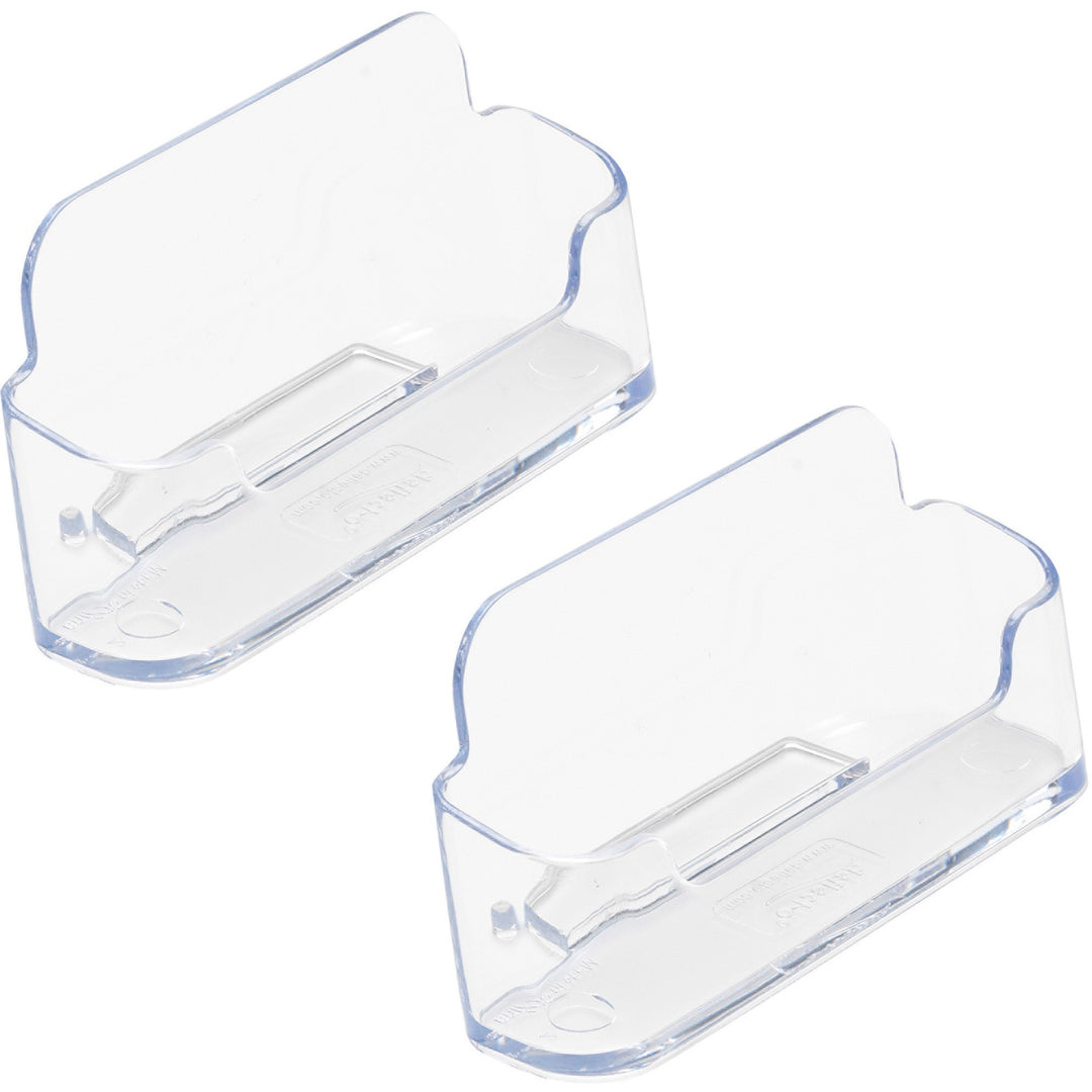 Image of deflecto® Desktop Business Card Holder,3-3/4"x1-7/8"x1-1/2",2/PK,CL