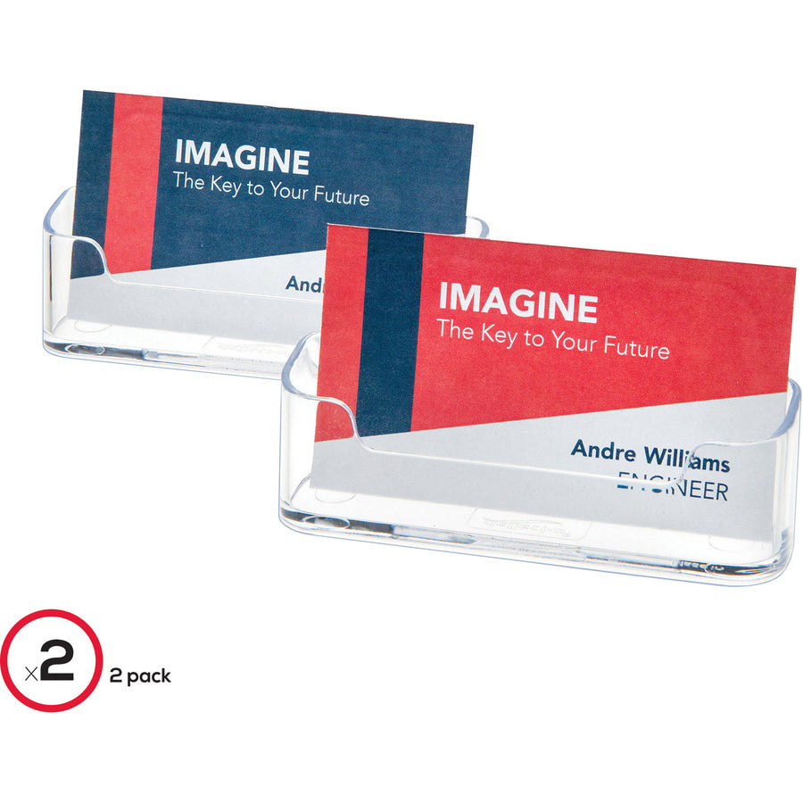 Image of deflecto® Desktop Business Card Holder,3-3/4"x1-7/8"x1-1/2",2/PK,CL
