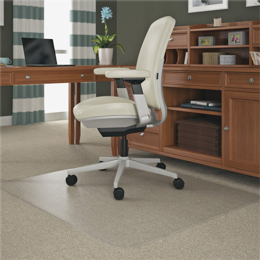 Image of deflecto® Supermat Frequent Use Chair Mat, Med Pile Carpet, 45 X 53, Beveled Rectangle, Clear