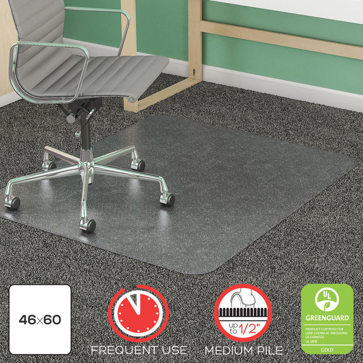 Image of deflecto® Supermat Frequent Use Chair Mat, Medium Pile Carpet, Flat, 46 X 60, Rectangle, Clear