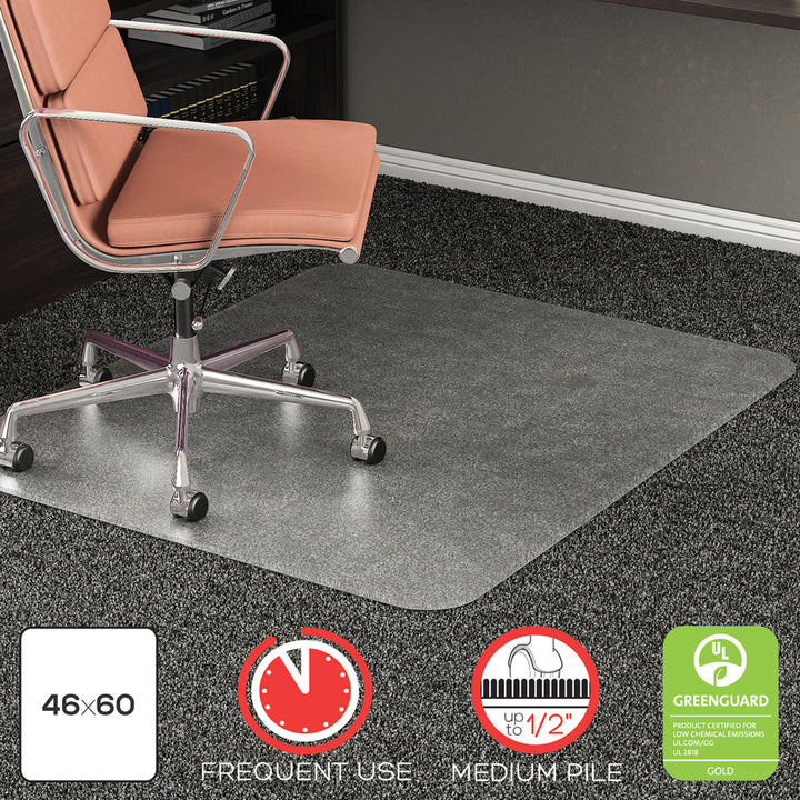 Image of deflecto® Rollamat Frequent Use Chair Mat, Medium Pile Carpet, Flat, 46 X 60, Rectangle, Clear