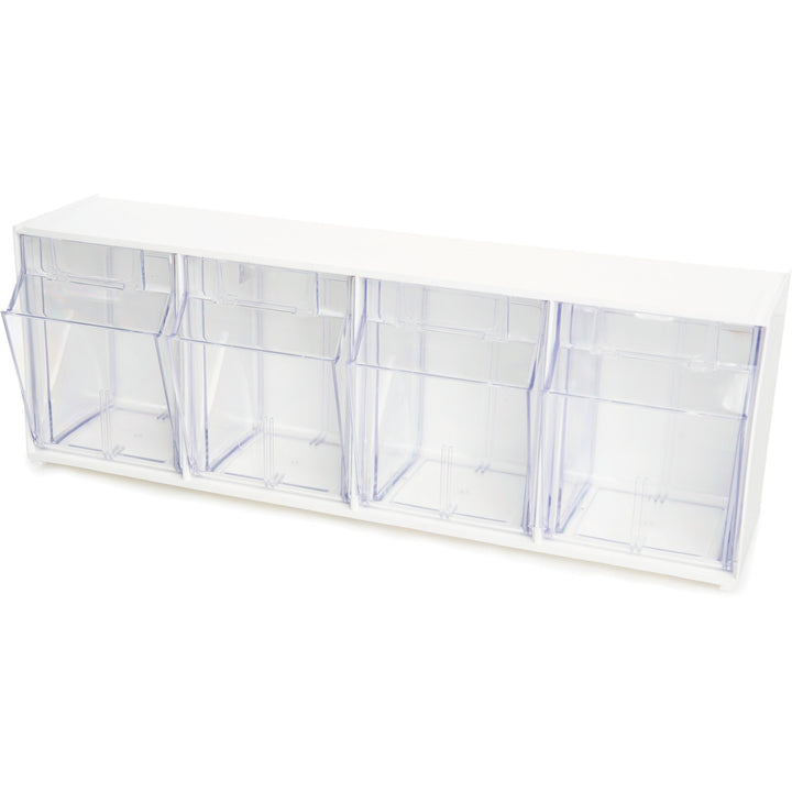 Image of deflecto® Bin System,Modular,4-Bin,23-5/8"x6-5/8"x8-1/8",White/CL