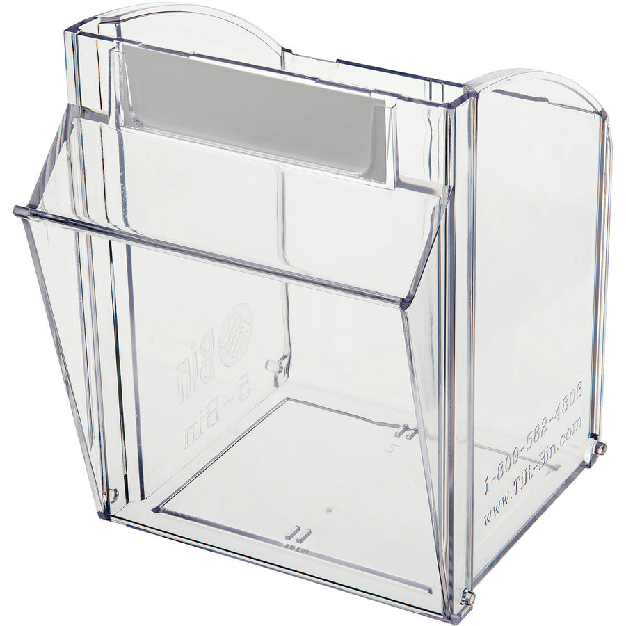 Image of deflecto® Bin System,Modular,5-Bin,23-5/8"x5-1/4"x6-1/2",White/CL