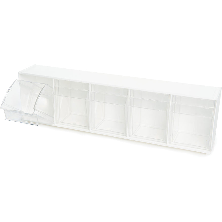 Image of deflecto® Bin System,Modular,5-Bin,23-5/8"x5-1/4"x6-1/2",White/CL