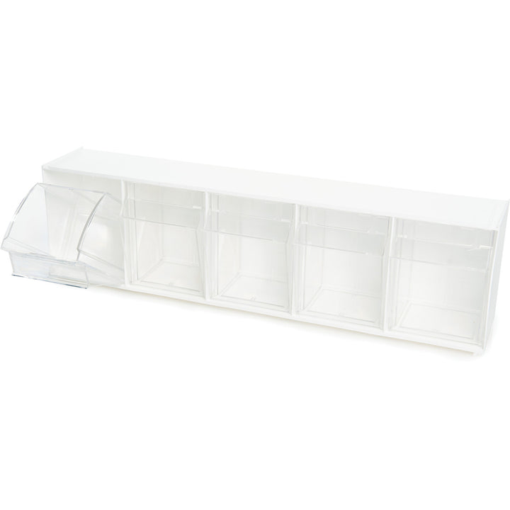 Image of deflecto® Bin System,Modular,5-Bin,23-5/8"x5-1/4"x6-1/2",White/CL