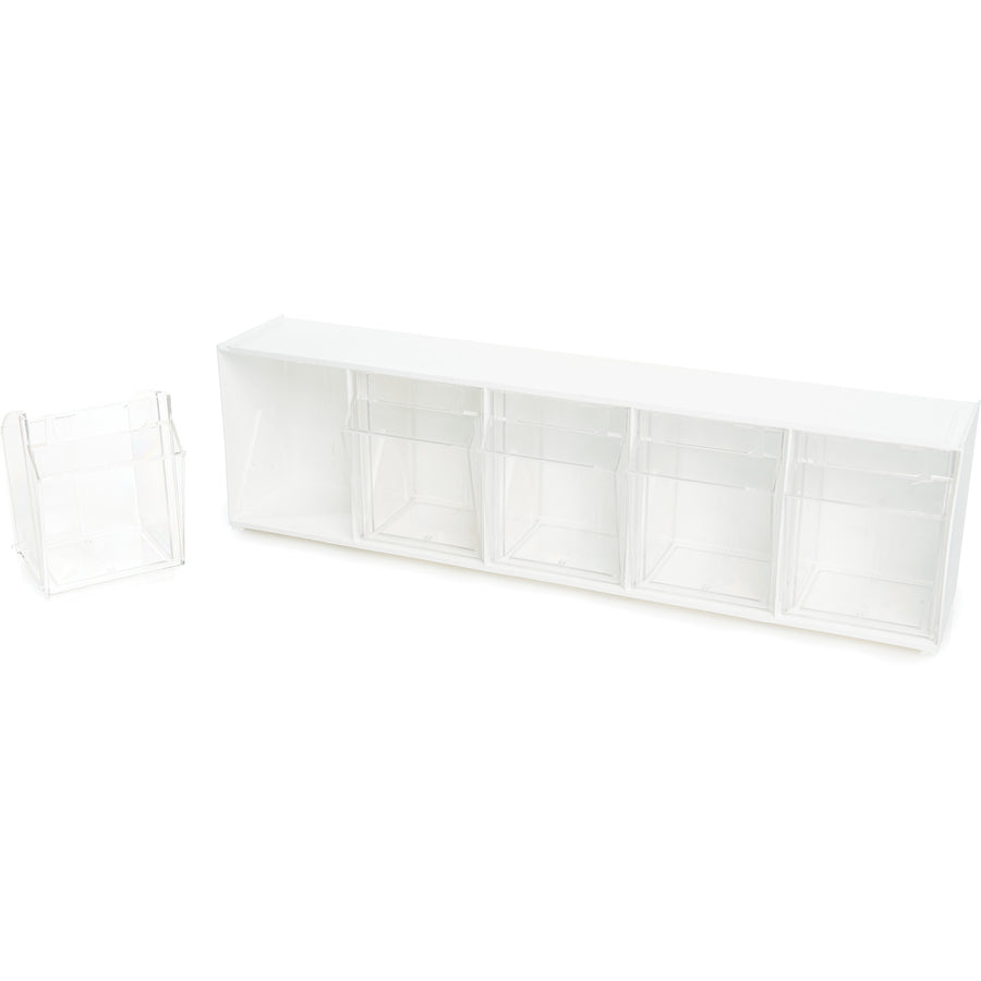 Image of deflecto® Bin System,Modular,5-Bin,23-5/8"x5-1/4"x6-1/2",White/CL