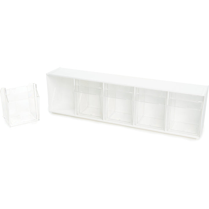 Image of deflecto® Bin System,Modular,5-Bin,23-5/8"x5-1/4"x6-1/2",White/CL