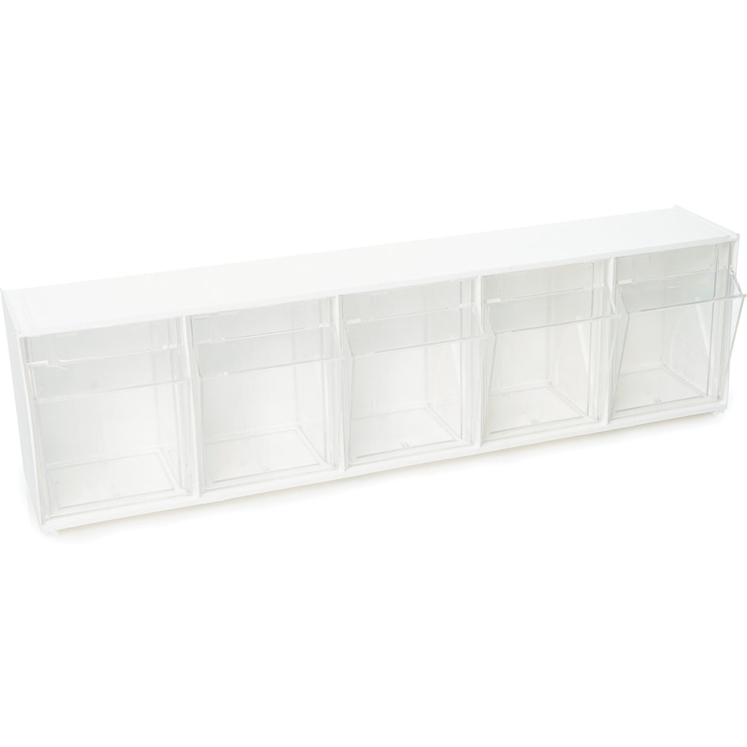Image of deflecto® Bin System,Modular,5-Bin,23-5/8"x5-1/4"x6-1/2",White/CL