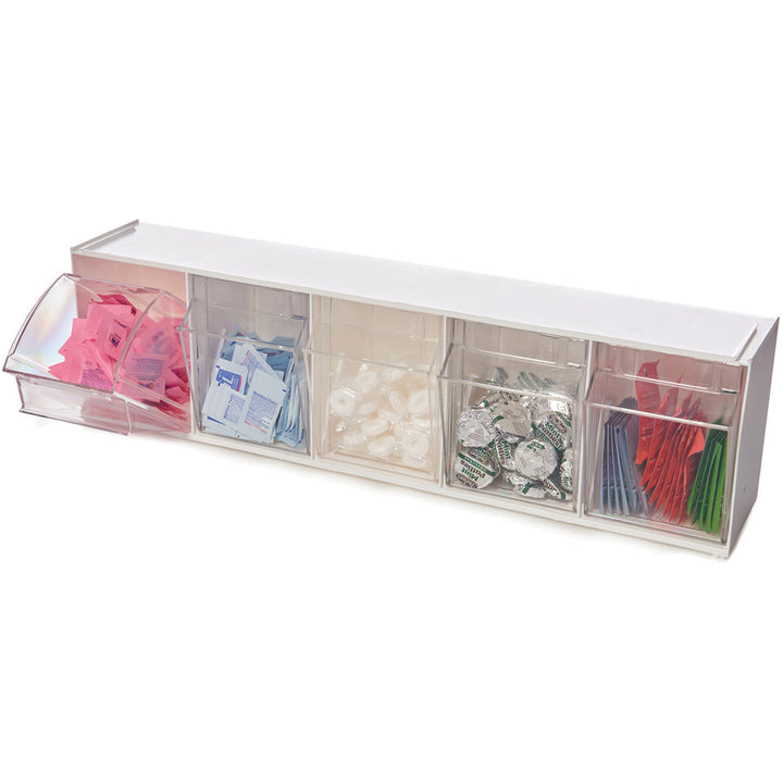 Image of deflecto® Bin System,Modular,5-Bin,23-5/8"x5-1/4"x6-1/2",White/CL
