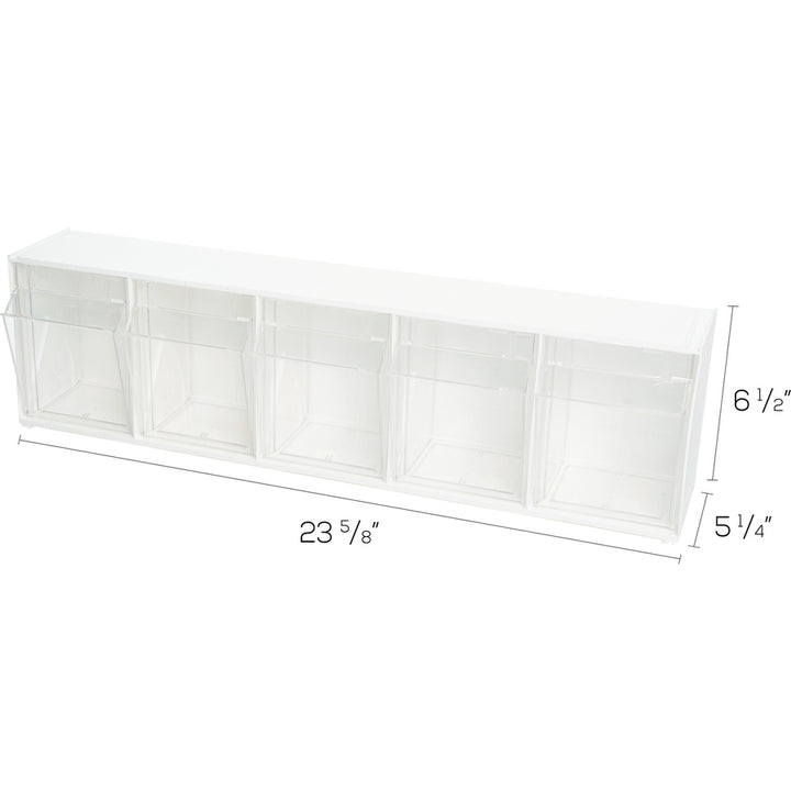 Image of deflecto® Bin System,Modular,5-Bin,23-5/8"x5-1/4"x6-1/2",White/CL