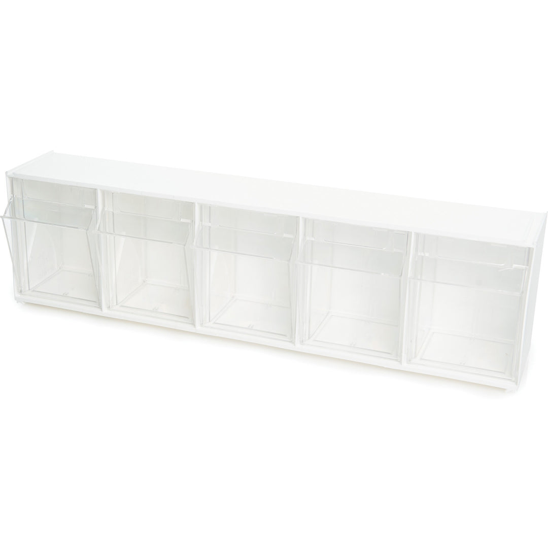 Image of deflecto® Bin System,Modular,5-Bin,23-5/8"x5-1/4"x6-1/2",White/CL