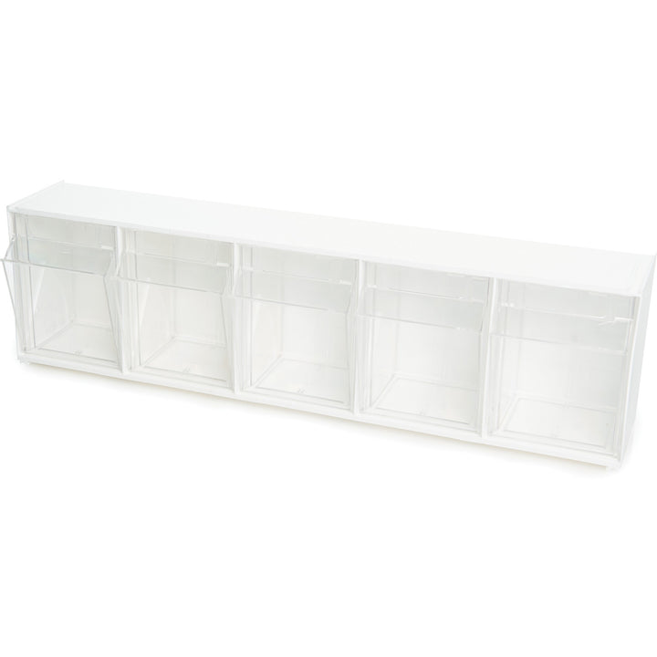 Image of deflecto® Bin System,Modular,5-Bin,23-5/8"x5-1/4"x6-1/2",White/CL