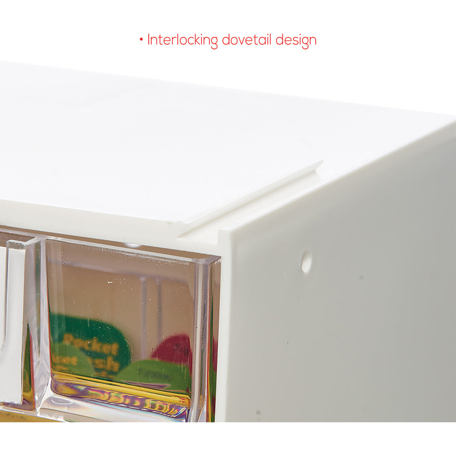 Image of deflecto® Bin System,Modular,6-Bin,23-5/8"x3-5/8"x4-1/2",White/CL