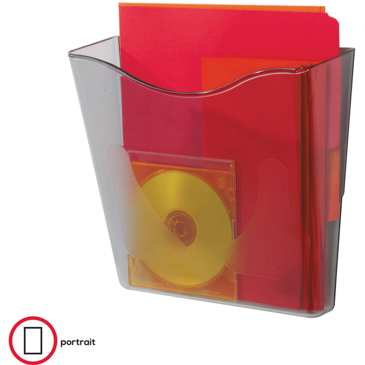 Image of deflecto® Euro-Style DocuPocket Portrait Wall File, A4/Legal/Letter/Magazines/Portfolio Size, 10.25" x 4" x 10", Smoke