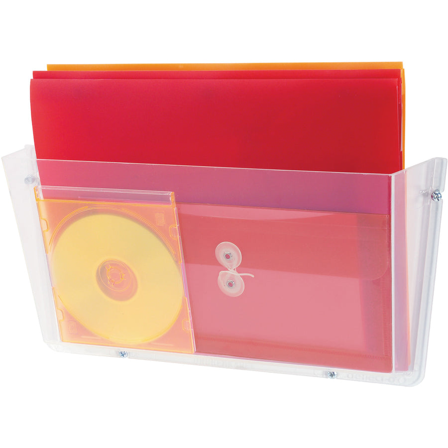 Image of deflecto® Unbreakable DocuPocket Wall File, Letter Size, 14.5" x 3" x 6.5", Clear